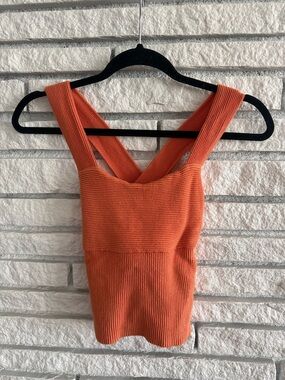 Abercrombie and fitch Ribbed Tank Top in Orange -Women's Knit Crop XS